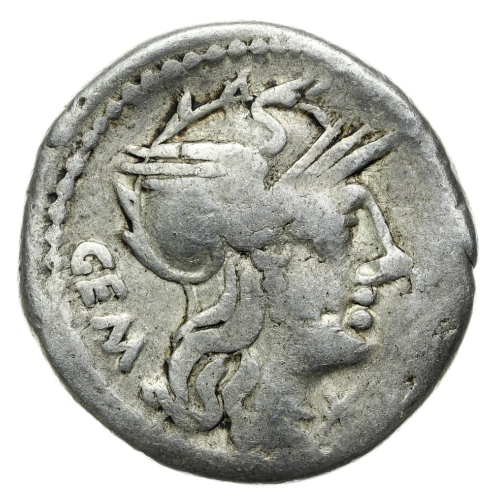 罗马共和国. C. Aburius M. f. Geminus (134 BC). Denarius (Mars in quadriga). Rome mint 134 BC.  (没有保留价) #1.0