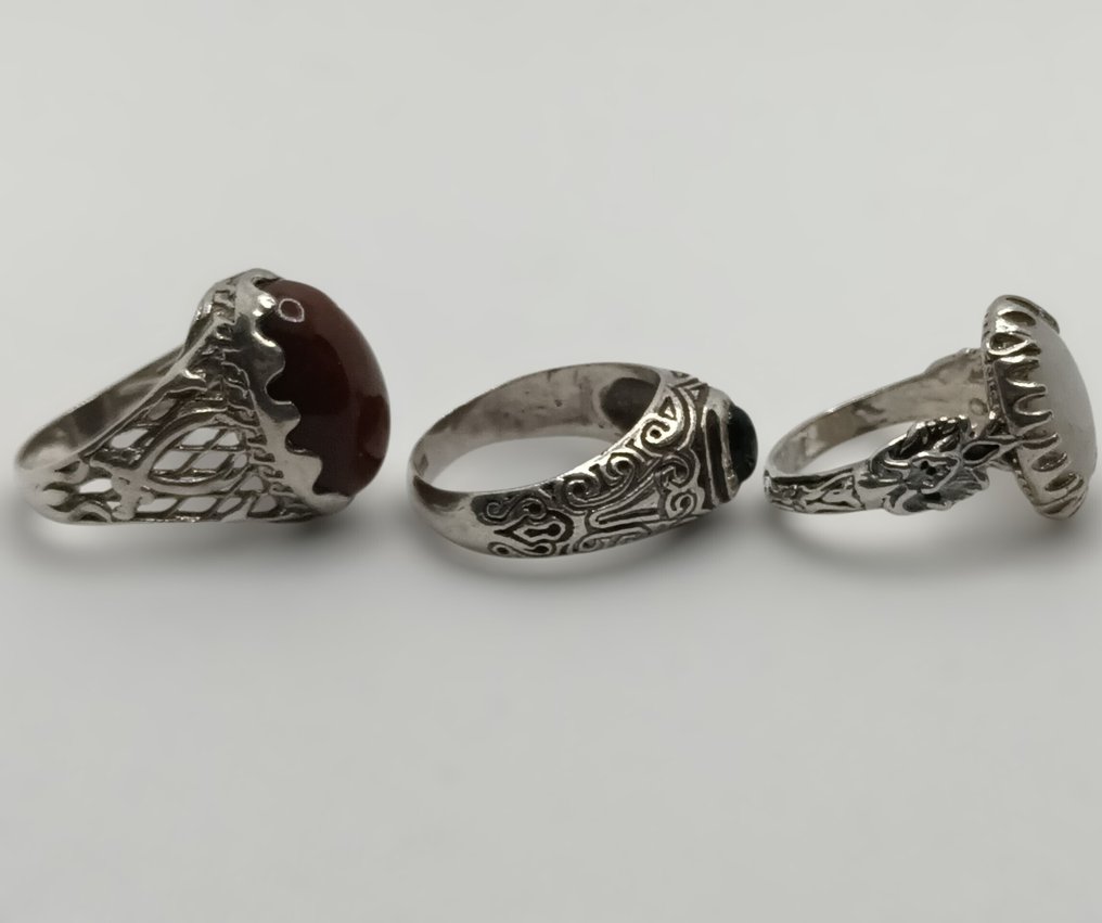 Prata - Anel - Achat, Topázio, Pedra da Lua #2.1