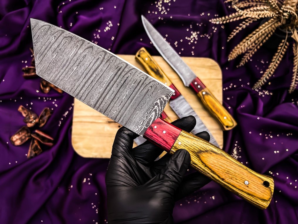 Black Smith HandFordged Chef knives set For Daily use Best For Outdoor and premium Quality table set - Μαχαίρι κουζίνας - Kitchen knife set - 1095 και 15N20 διπλωμένο ατσάλι - Ηνωμένο Βασίλειο - μαχαίρι κατασκήνωσης #2.1