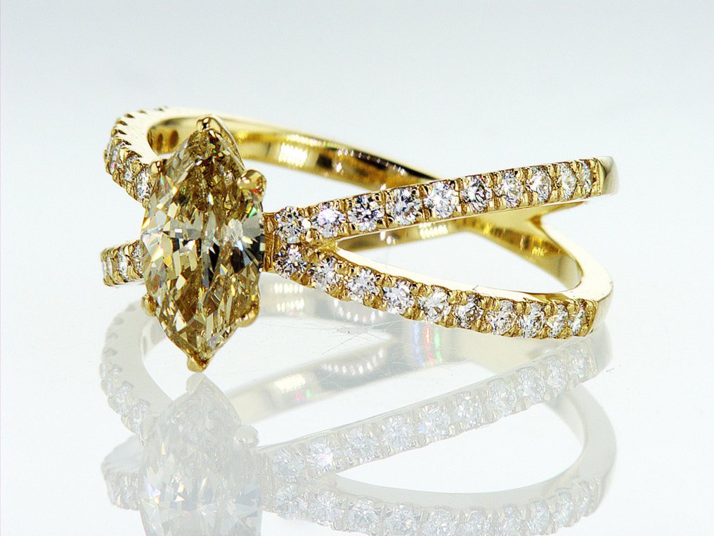 Gyűrű - 14 kt. Sárga arany - 1.40ct. tw. Sárga Gyémánt (Természetes színű) - Gyémánt - R00112 #2.1