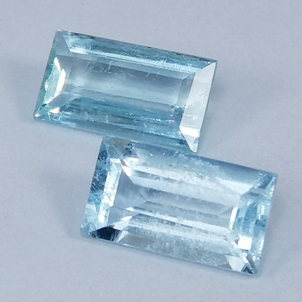2 pcs Kék Akvamarin - 4.05 ct - Instituto Gemólogico Español (IGE) - Kezelések nélkül #3.2