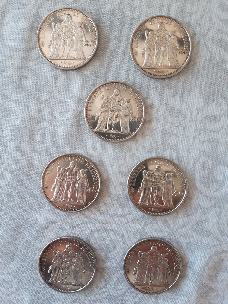 Frankrijk. 10 Francs 1965/1967 Hercule (lot de 7 monnaies en argent)  (Zonder minimumprijs) #1.0