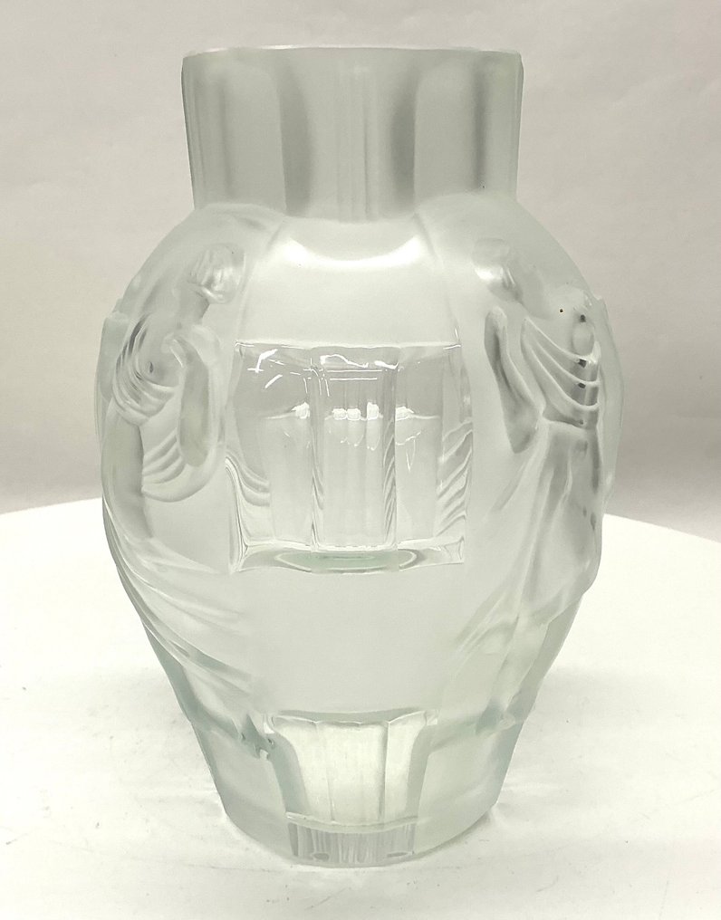 Art Deco vaas – gematteerd persglas – Circa 1930 – gemerkt met monogram ‘CCC’ - Vase - Frosted pressed glass #3.2