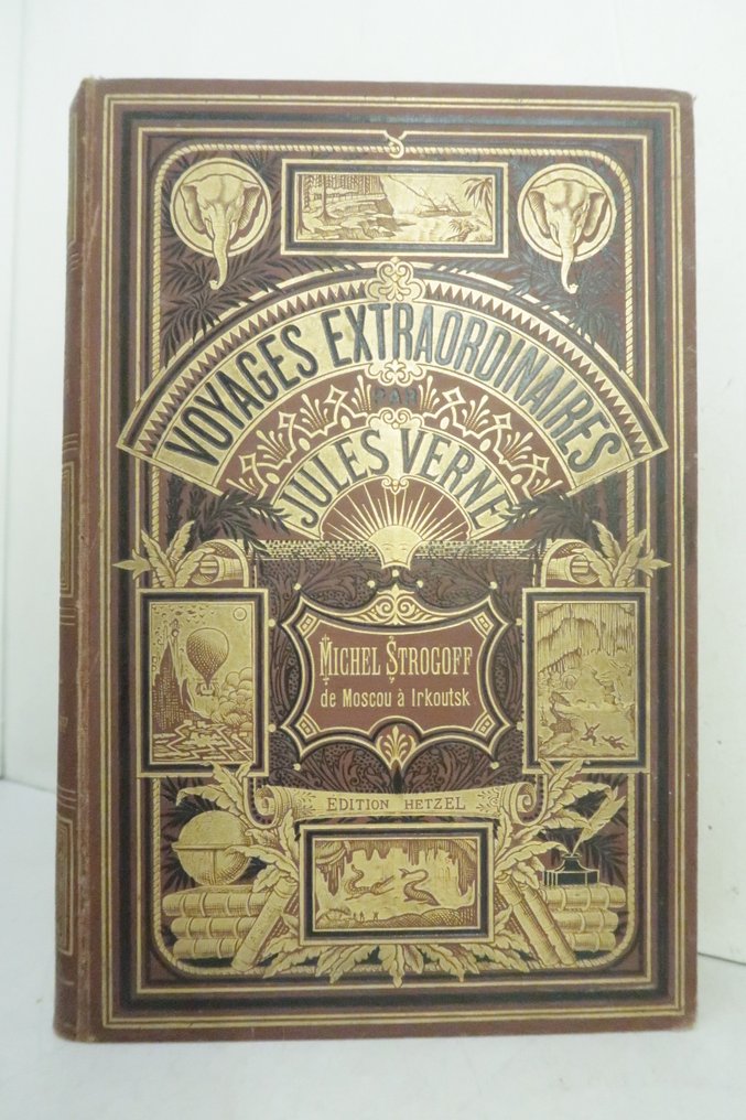 Jules Verne / J. Férat - Michel Strogoff de Moscou à Irkoutsk [cartonnage aux 2 éléphants couleur havane] - 1887 #1.0