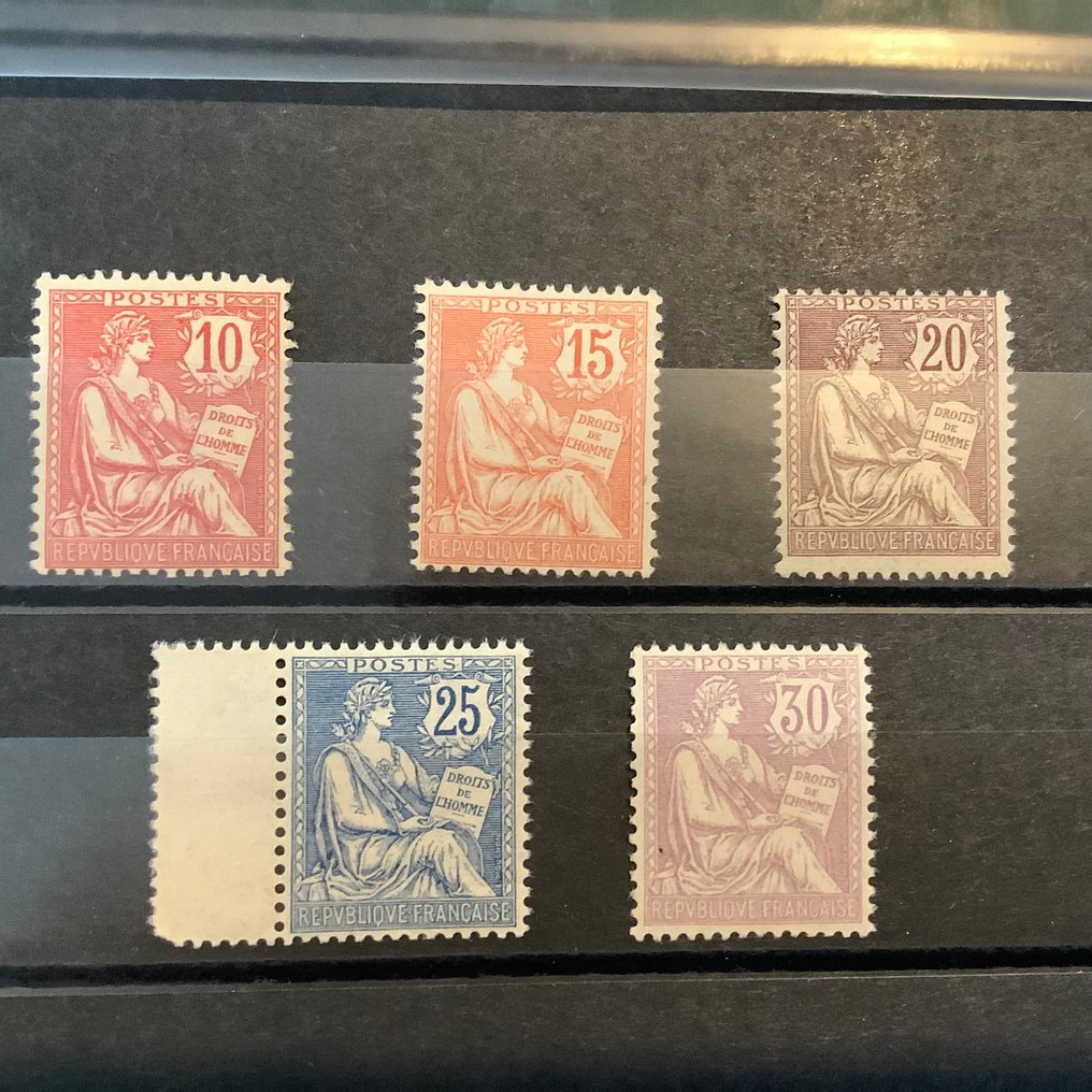 Francia 1901 - Mouchon Retouchez - approvato Brun - Yvert 124/128 #3.2