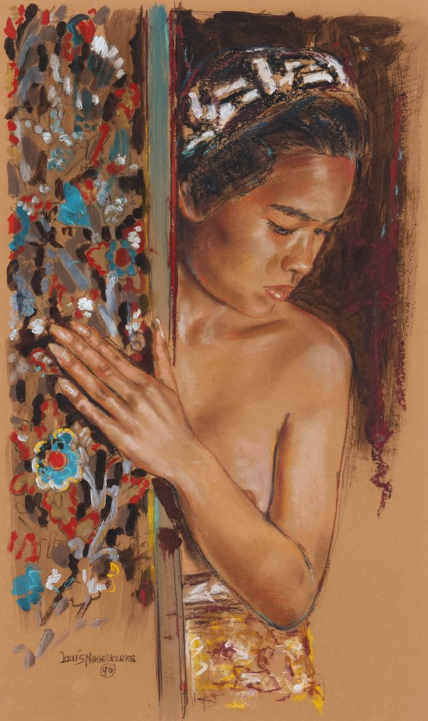 Louis Nagelkerke (1949) - Jonge vrouw achter een paneel #1.0