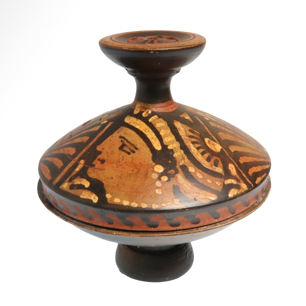 Ancient Greek, Apulian Terracotta Red Figure Lekanis #1.0