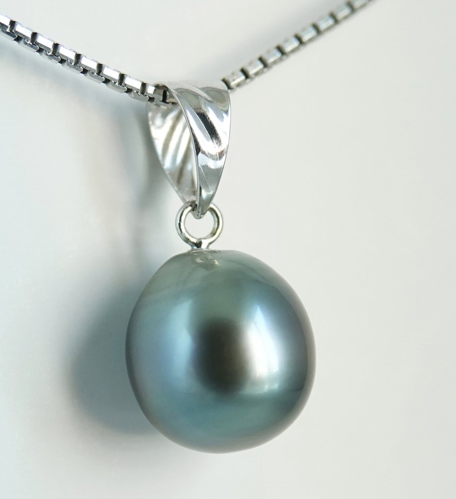 χωρίς τιμή ασφαλείας - Κρεμαστό κόσμημα - 18 καράτια Λευκός χρυσός Μαργαριτάρι - Ασημί Μπλε, Ταϊτιανός #2.1