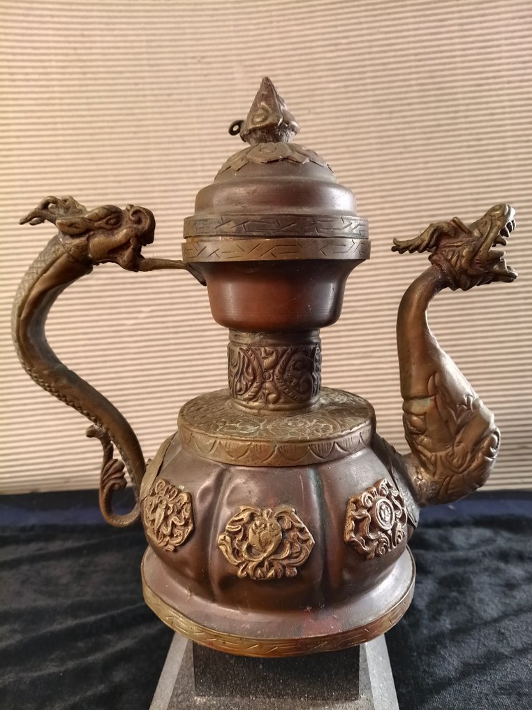 茶壶 - 銅, 銅綠青銅 - 尼泊爾 - 加德满都谷地 #1.0