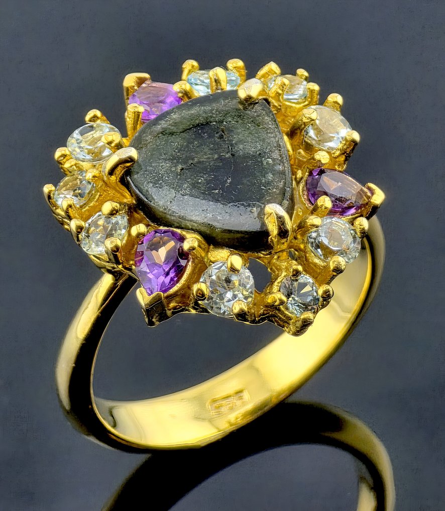 Turmalin - Srebro - Pierścionek - Color burst #1.0