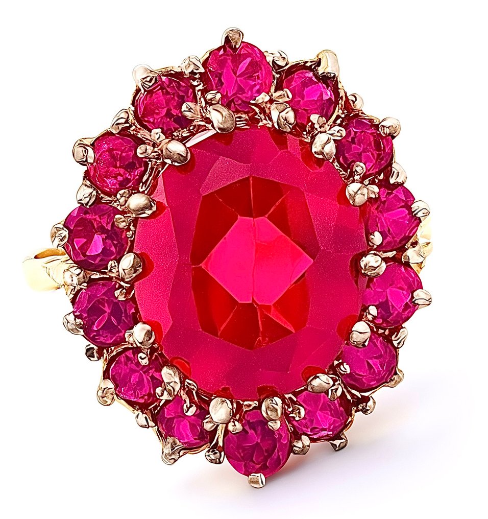 Nincs minimálár - Gyűrű - 9 Kt Sárga arany, Ezüst Rubin - Rubin #1.0