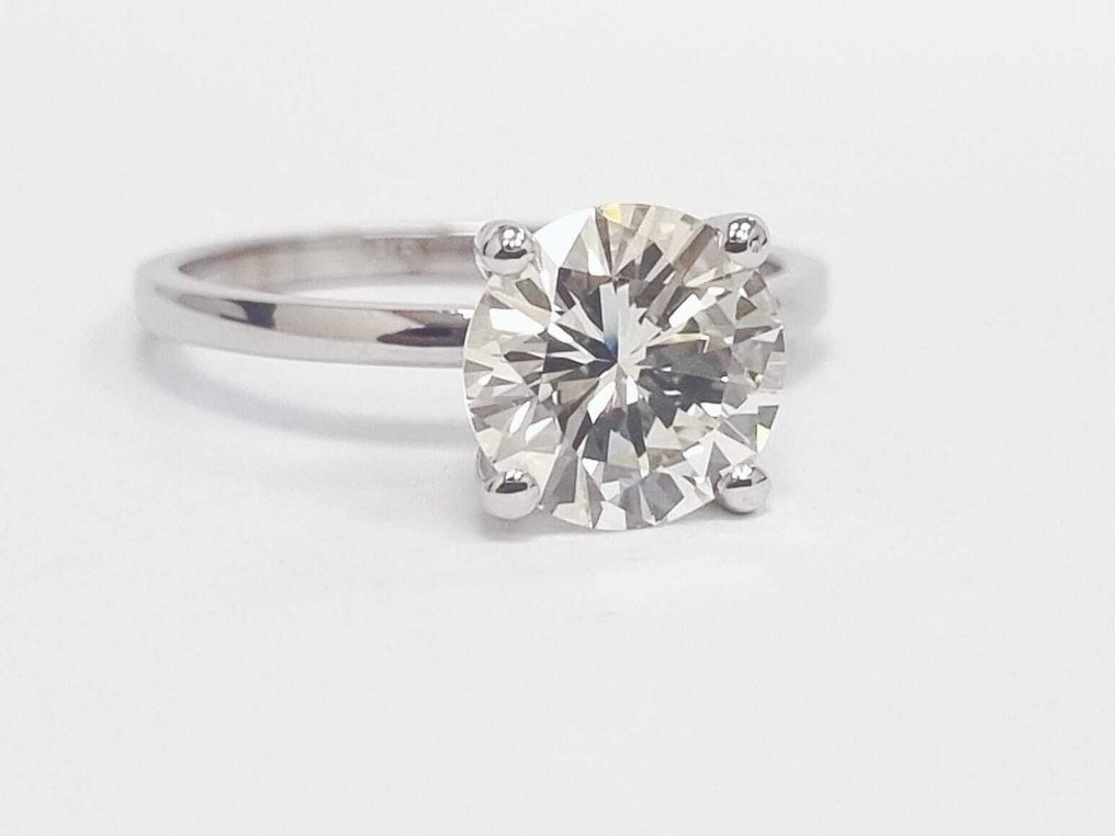 订婚戒指 - 14K包金 白金 -  2.05ct. tw. 钻石 (天然) #1.0