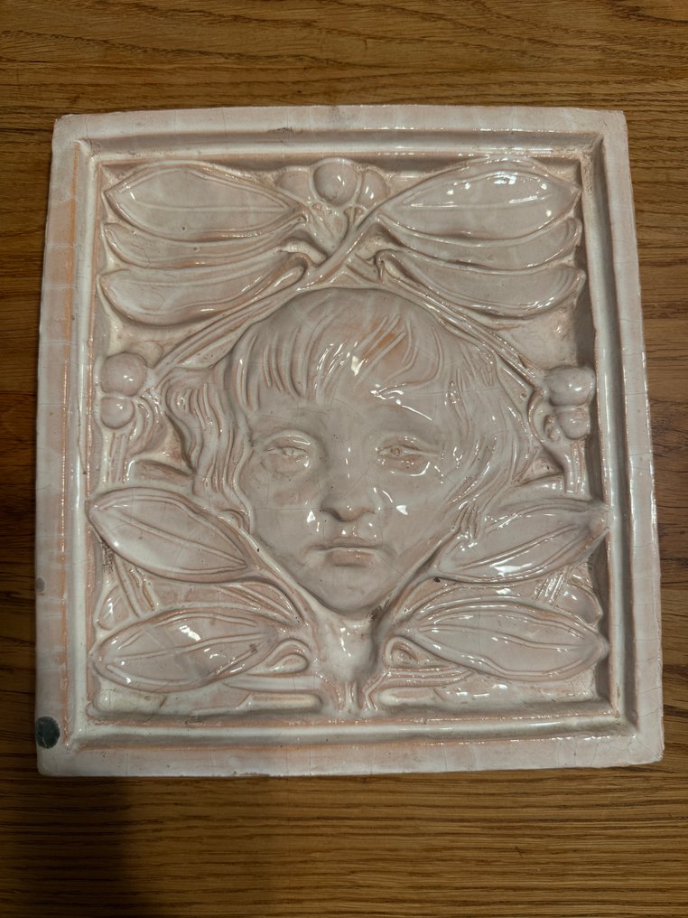  瓦 - 青年风格通风瓷砖用于炉子 - 1900-1910 - 新艺术风格通风瓷砖  #1.0