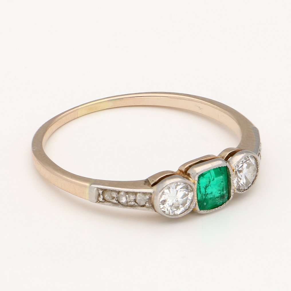 Inel - 14 ct. Aur galben, Aur alb Diamant (Natural)  #4.3