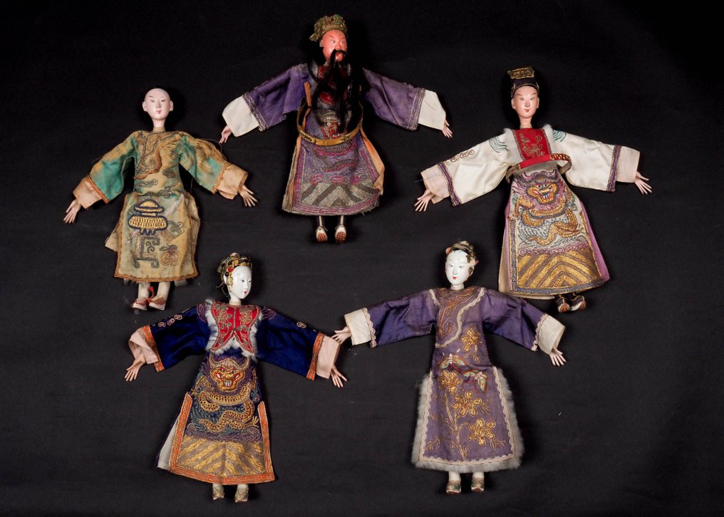 κουκλάκια της όπερας του Τσάοzhou - μετάξι με χρυσό κέντημα - Κίνα - τέλη του 19ου αιώνα #1.0