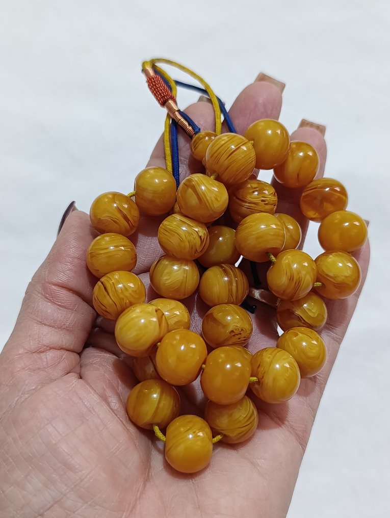  Terço - Âmbar - 1970-1980 - Rosário de Contas de Oração Raro  #4.3