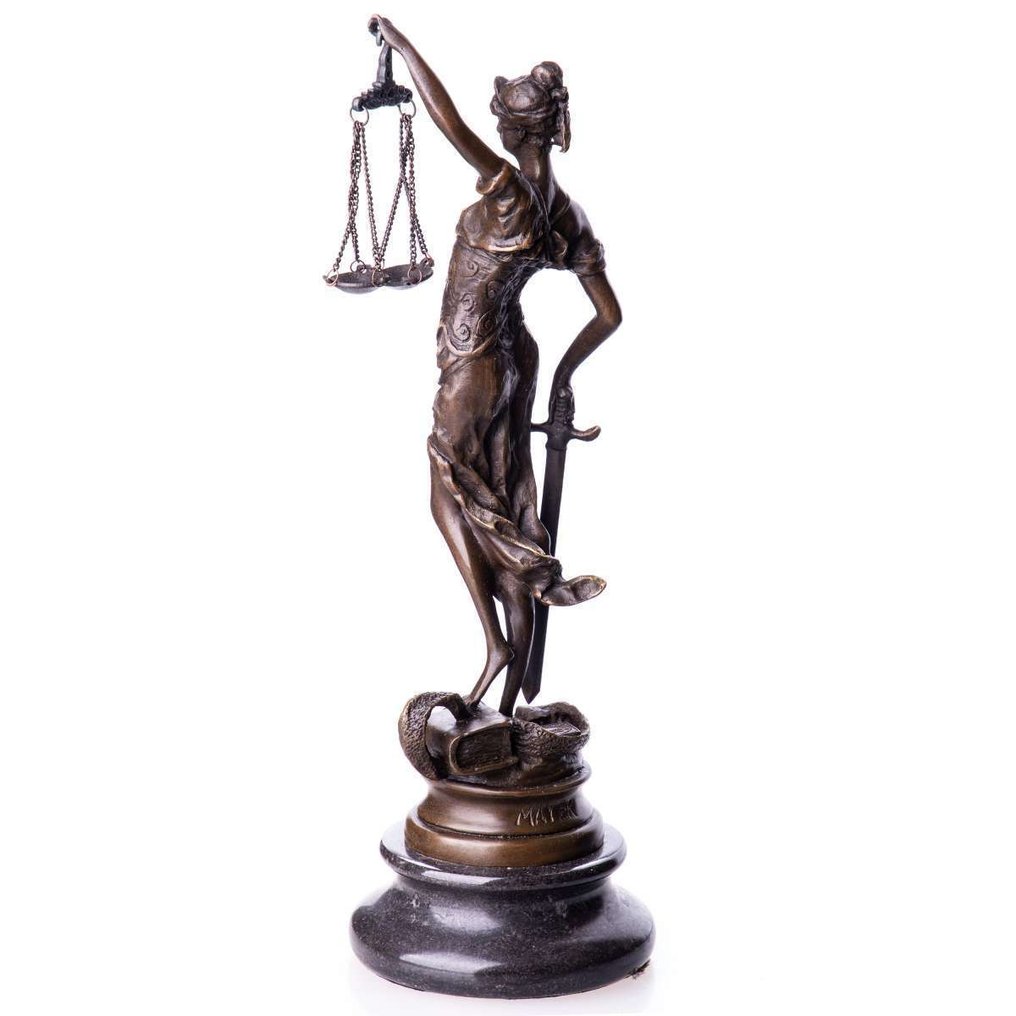 Φιγούρα - Bronzefigur Justitia NO reserve Price - Μπρούντζος, Μάρμαρο #2.1