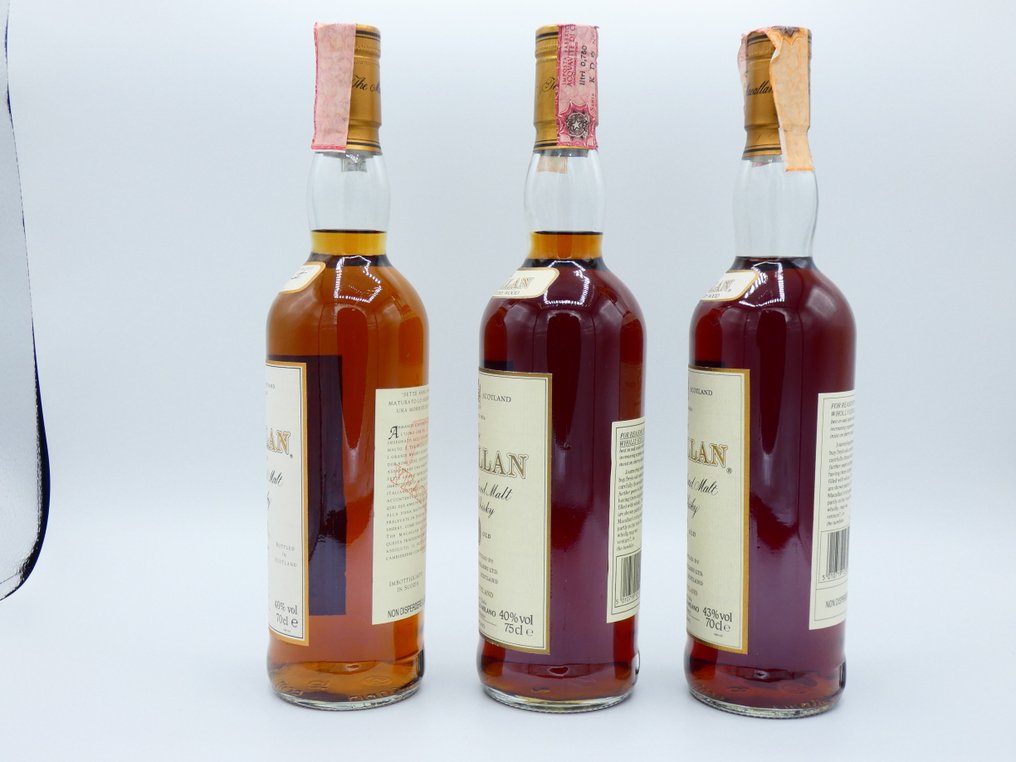 Macallan 7 years old , 10 years old (1980s) & 12 years old  - b. 1990er Jahre, 1980er Jahre - 75 cl - 3 flaschen #4.3