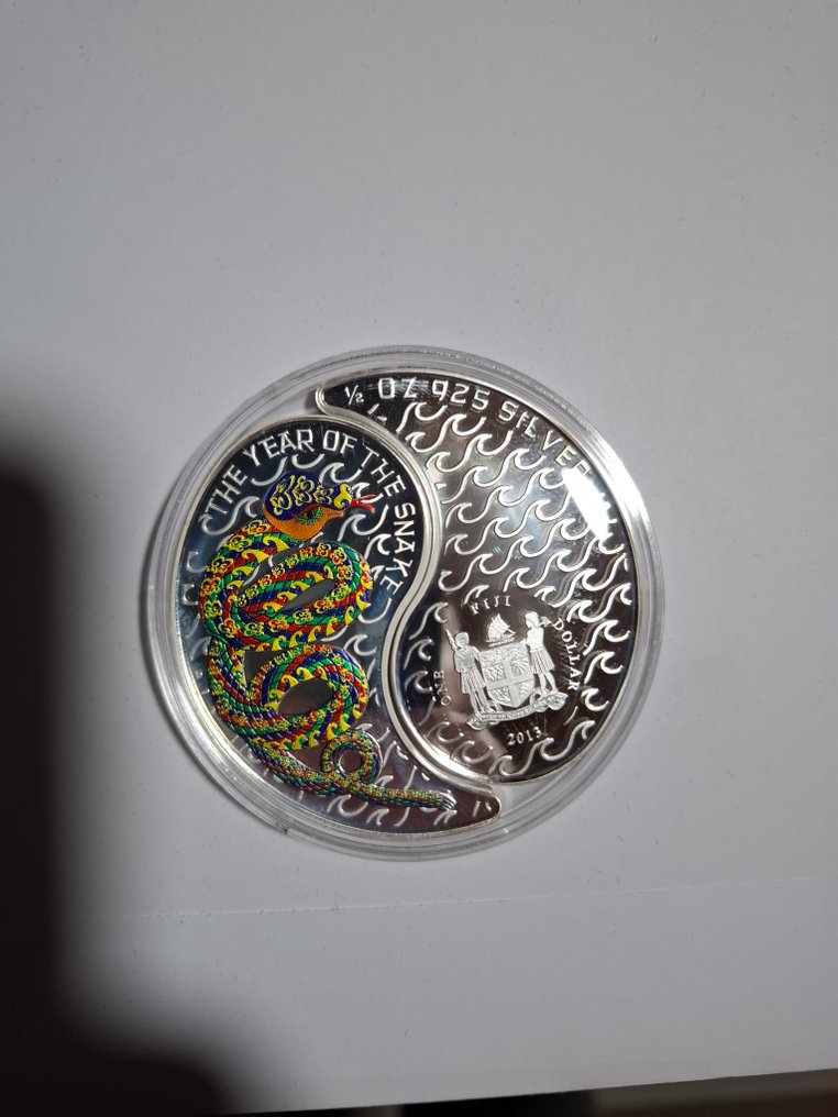 Fiji. 1 Dollar 2013 Yin and Yang, year of the Snake Proof Colored 2X16,81 g  (No reserve price) #1.0