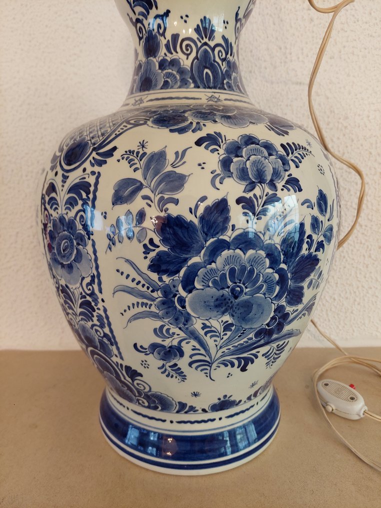 Ram, Plateelbakkerij - Vase  - Delftware - Delft Blue Lamp - 70cm #1.0