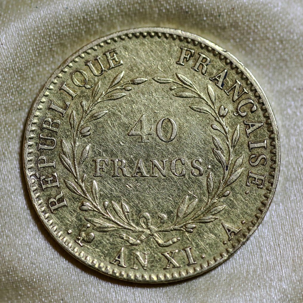 法国. 领事 （1799-1804）. 40 Francs An XI-A, Paris #1.0