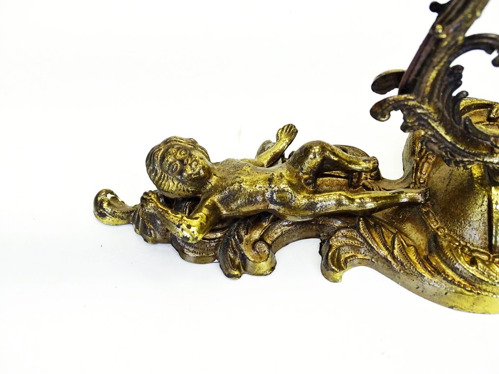 Manifattura Italiana anni 60 - 壁灯 (2) - 两个带有天使的小壁灯 - 铸造黄铜 #4.3