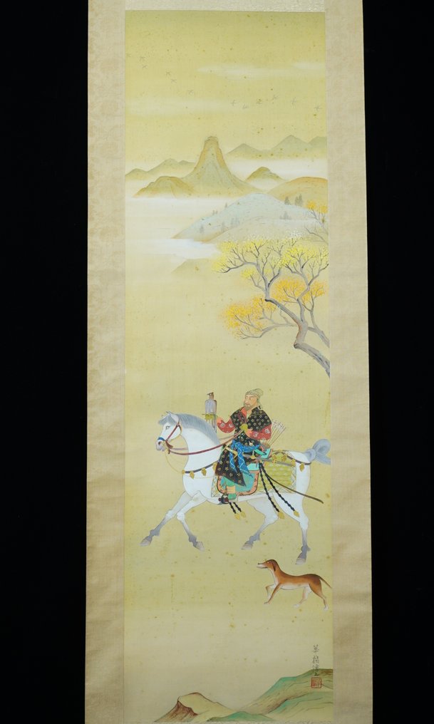 Absolute auction – Japanese Hanging Scroll – Spring Falconry on Horseback - Kakyo (華橋) - Ιαπωνία  (χωρίς τιμή ασφαλείας) #1.0
