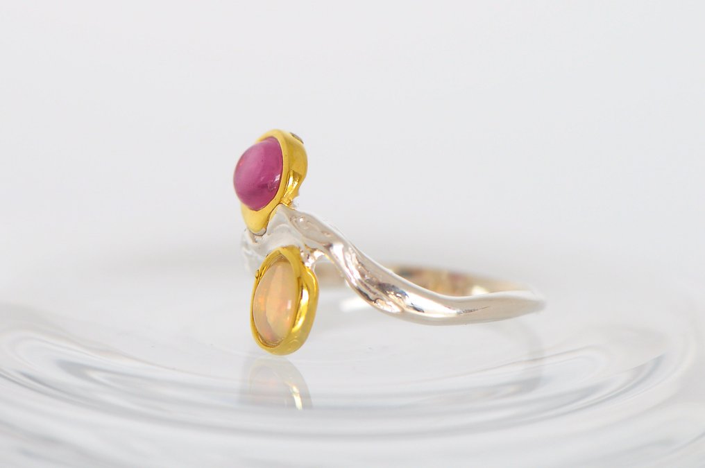 925 ασήμι - Όπάλιος - Ρουμπίνι - Δαχτυλίδι #4.3