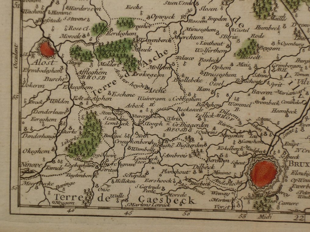 欧洲 - 比利时 / 梅赫伦 / 布鲁塞尔 / 利尔 / 登德莫恩; Robert de Vaugondy - Carte du Brabant (...) - 1748 #4.3