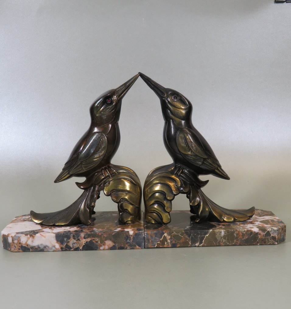 IJsvogel op een tak, Franjou, Frankrijk - Βιβλιοστάτες (2) - Μέταλλο, Μάρμαρο #2.1