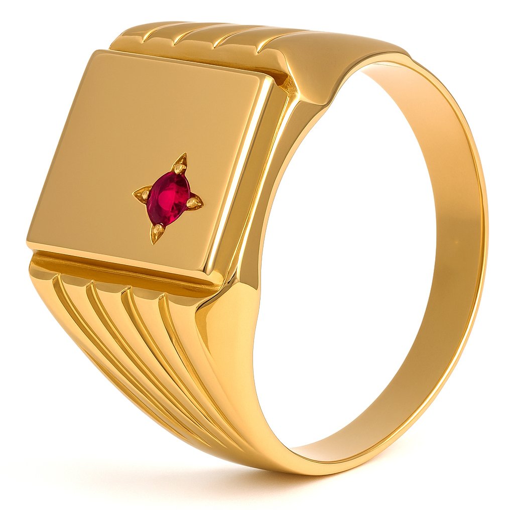 Ring - 18 kt. Yellow gold -  0.05ct. tw. Ruby #2.1