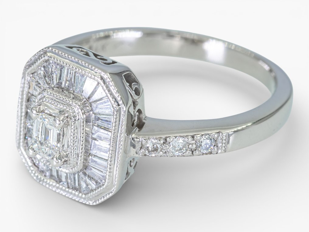 沒有保留價 - 戒指 - 14 克拉 白金, HRD Antwerp - 0.76ct. tw. 鉆石 (天然) #4.3