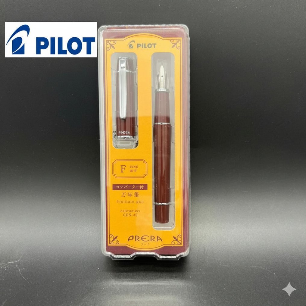 Pilot - Prera Fountain Pen – Red Brown Resin, Fine (F) Nib, Unused, Made in Japan - Sem preço de reserva - Caneta de tinta permanente #1.0