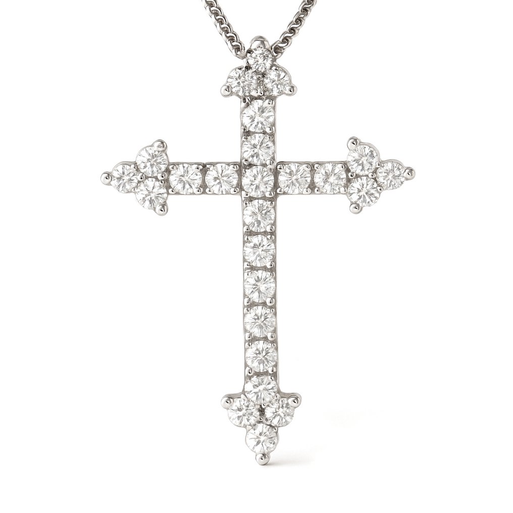 吊坠项链 - 18K包金 白金 -  0.32ct. tw. 钻石 (天然)  #2.1