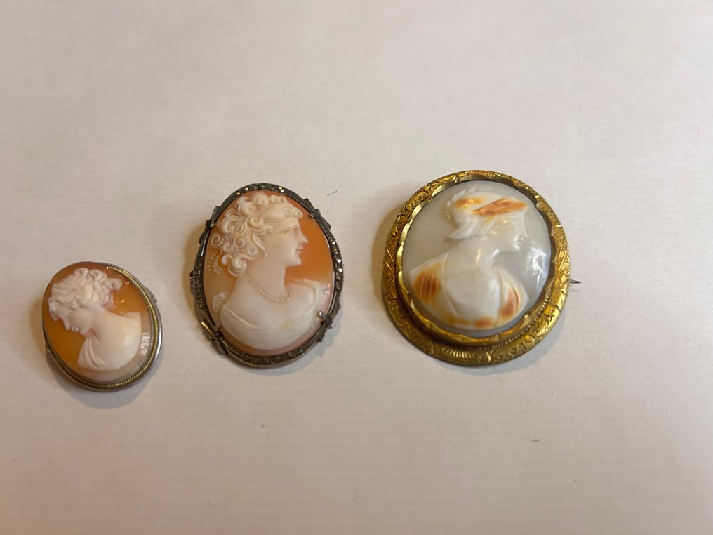 Ingen mindstepris - Broche Sølv, Shell - Smukke cameéer #2.1