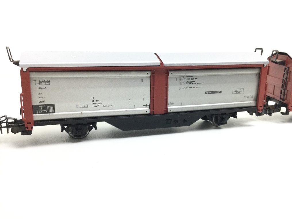 Märklin H0 - 4633 - Modeltog godsvogn (4) - Fire skydedørsvogne med skydetag - DB #3.2