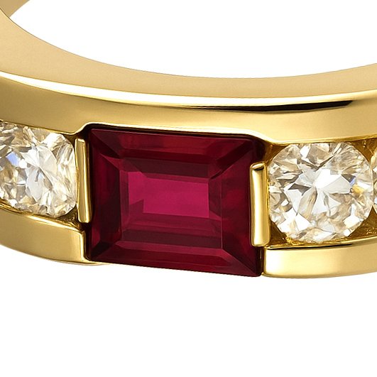 戒指 - 18 克拉 黃金 -  0.72ct. tw. 紅寶石 - 鉆石 #3.2