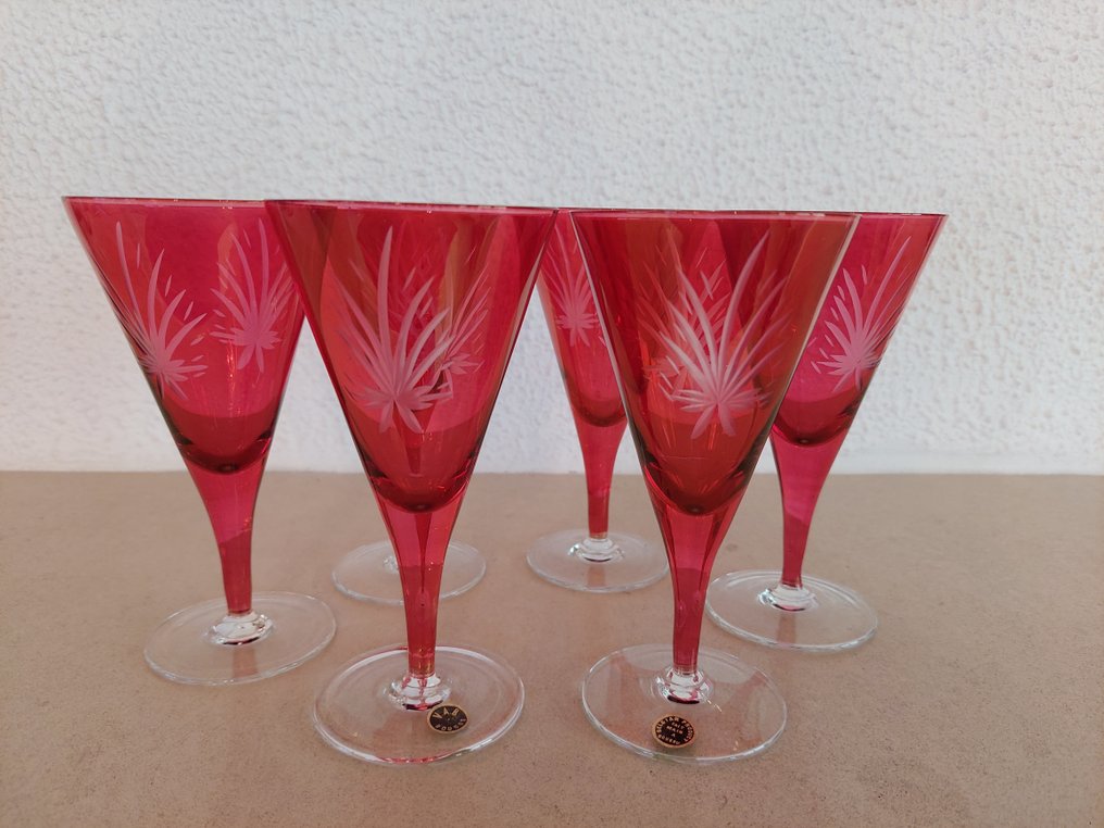 verreries de boussu - Σετ ποτού για 6 (6) - Γυαλί - 6 ποτήρια art deco. #1.0