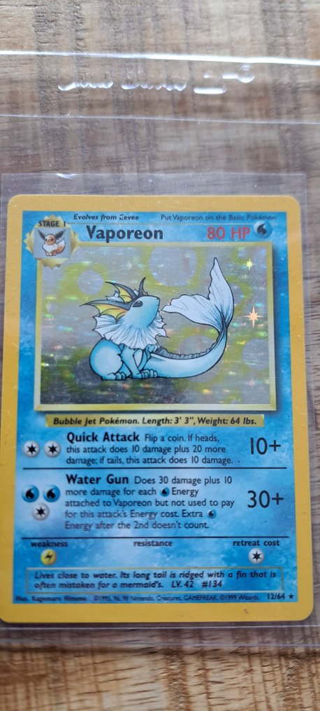 Pokémon - 1 Card - Vaporeon 12/64 Foil - WOTC - Jungle #2.1