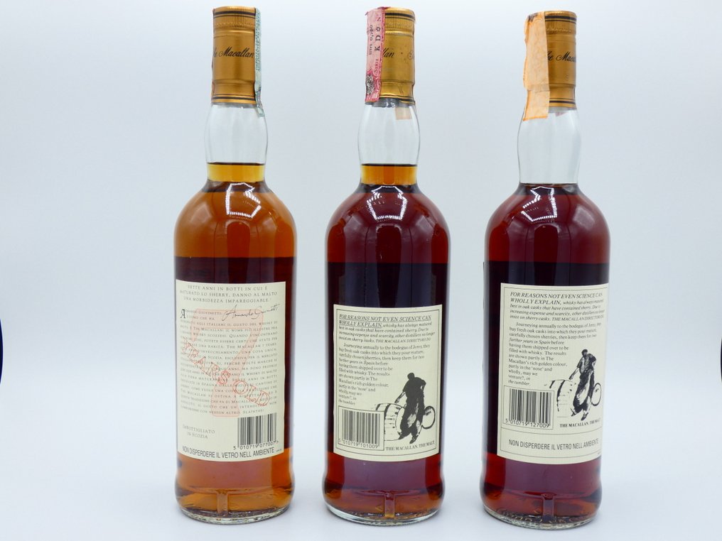 Macallan 7 years old , 10 years old (1980s) & 12 years old  - b. 1990er Jahre, 1980er Jahre - 75 cl - 3 flaschen #3.2