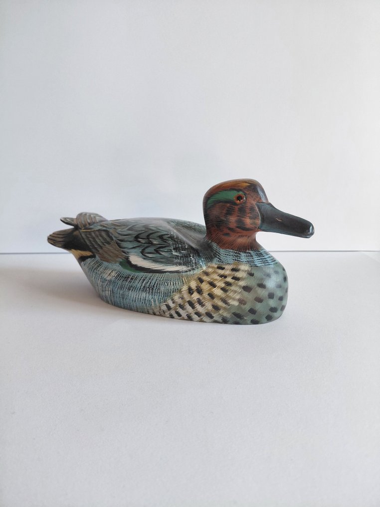 Δόλωμα πάπιας - Période 1950-1970, peint main, sculpture 24.5 cm - Ξύλο #1.0