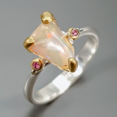 925 银 - 欧泊 - 罗多石 - 戒指 #1.0