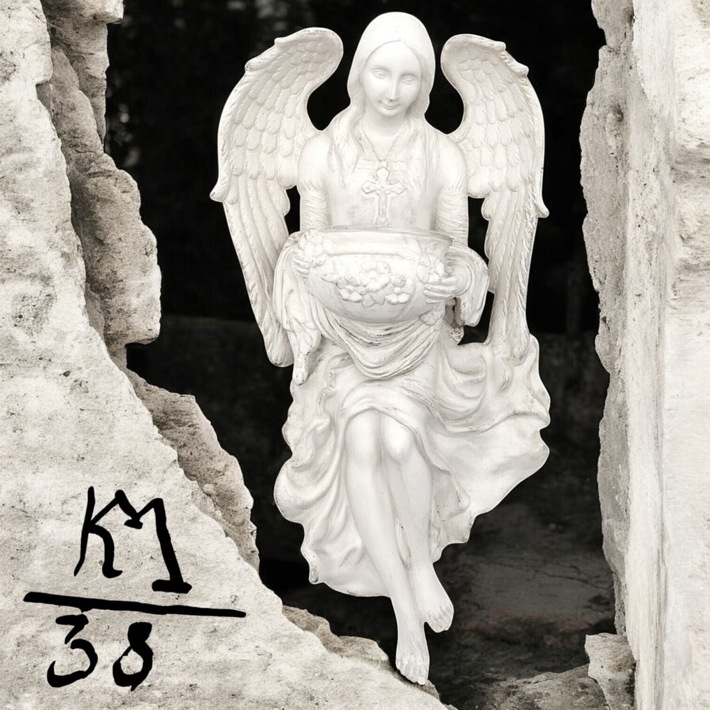  Holy water font - Angelo - 29 cm - 20th century  #1.0