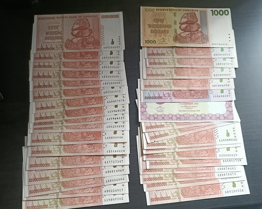 Simbabwe. - 100 Banknotes - various dates  (Ohne mindestpreis) #3.2