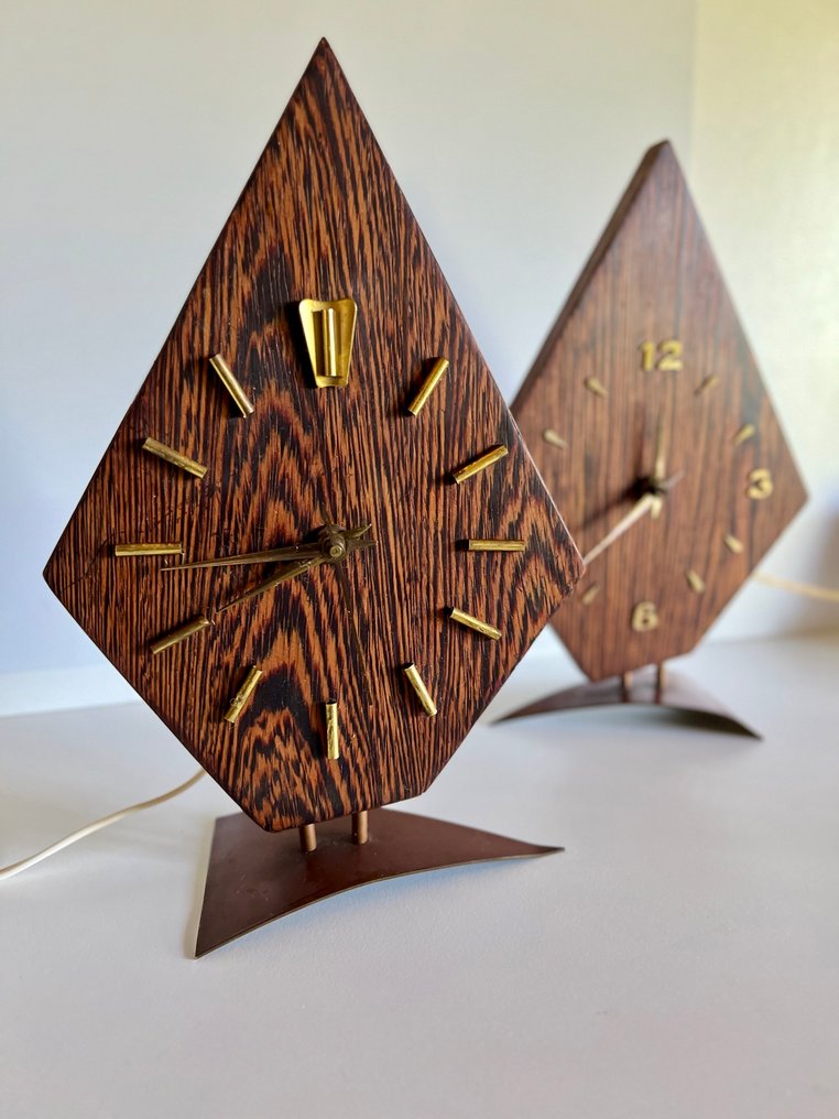 Skrivebordsur  (2) - Nufa Hollandsk design - Messing - 1950-1960 - Dutch Design Ure #4.3