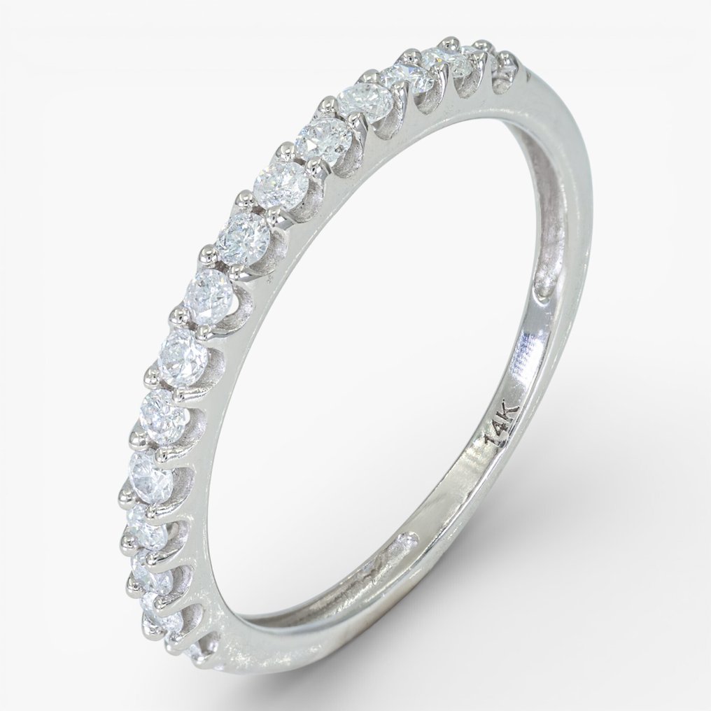 沒有保留價 - 戒指 - 14 克拉 IGI Antwerp, 白金 -  0.25ct. tw. 鉆石 (天然) #1.0