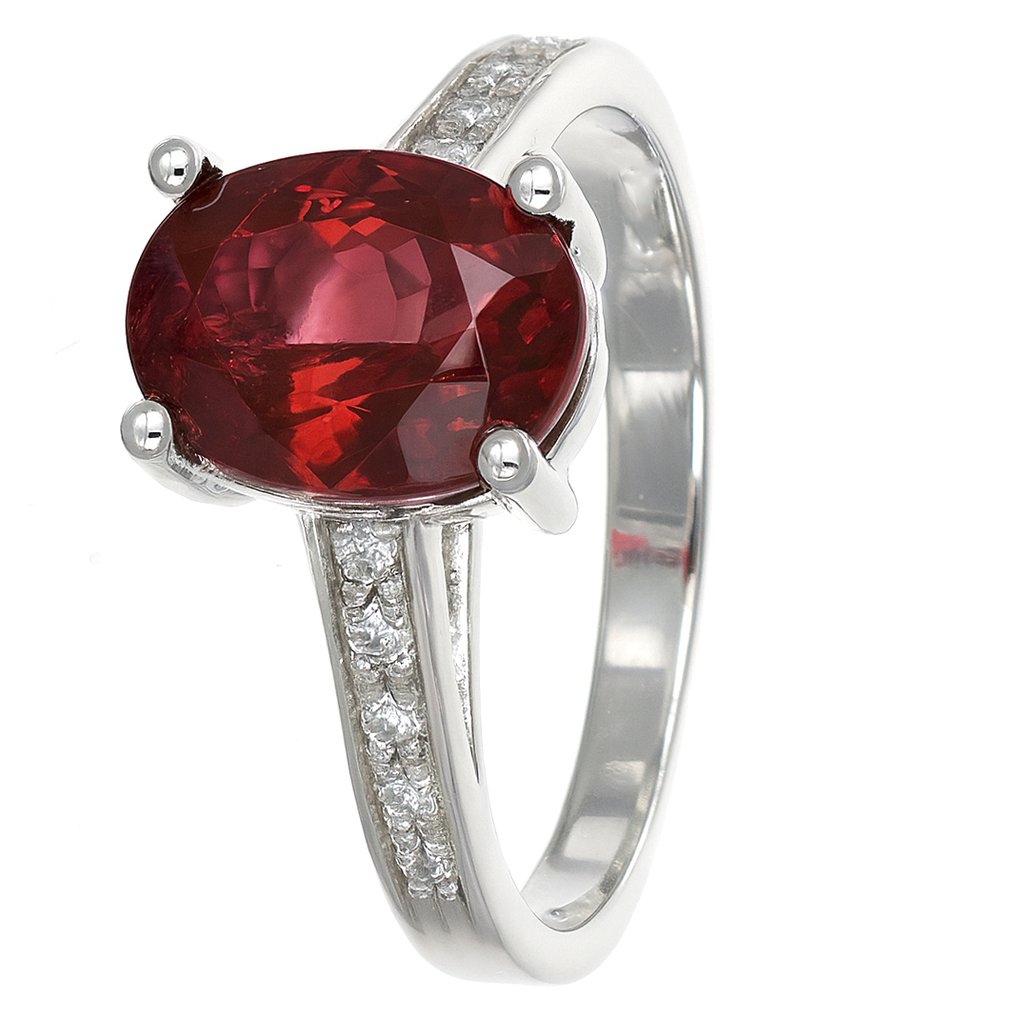 戒指 - 18 克拉 白金 -  2.73ct. tw. 電氣石 - 鉆石 #3.2