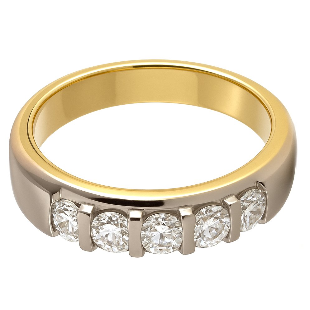 Δαχτυλίδι - 18 καράτια Λευκός χρυσός, Κίτρινο χρυσό -  0.40ct. tw. Διαμάντι (Φυσικό)  #2.1