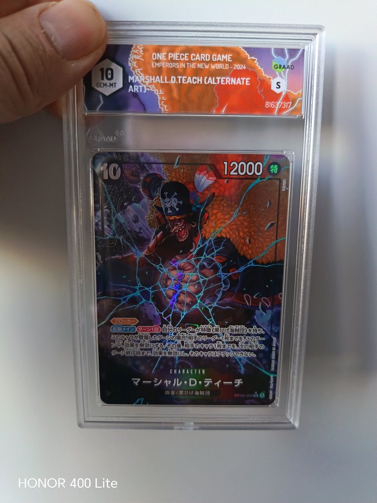 万代 - 1 Graded card - One Piece - Marshall D. Teach 另类艺术, 压膜, 亲笔签名卡 - Graad 10 #2.1