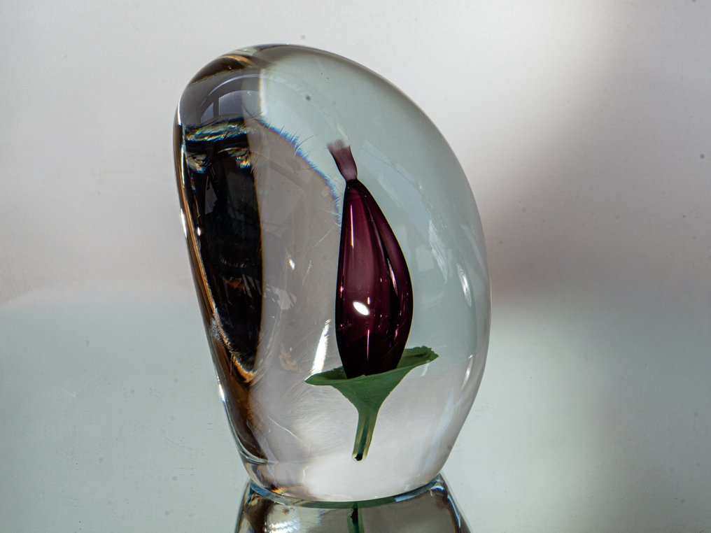 Beranek Škrdlovice - František Kouřil - Brevpresser - Künstlerisches Designobjekt (1992) - Höhe 12 cm / 1,35 kg - Glas #3.2